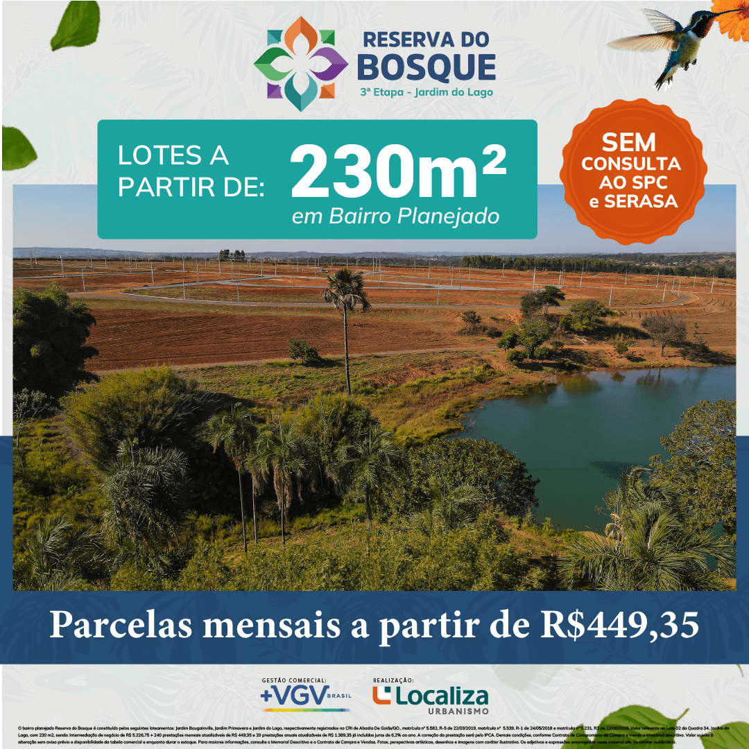 lotes disponíveis no Reserva do Bosque (Abadia de Goiás – GO),